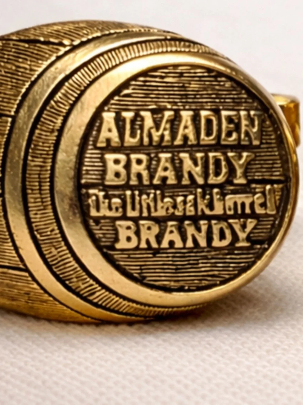 VintageAlmaden Brandy3D Barrel Cufflinks Gold Tone Advertising Novelty